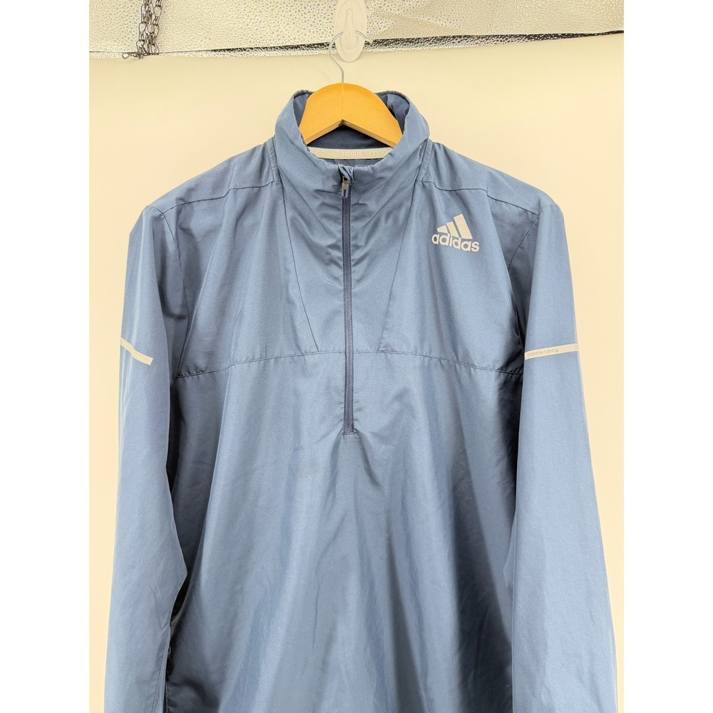 Adidas Running Climaproof Quarter Zip Windbreaker Jacket Mens Medium Navy S13637 - Picture 5 of 8